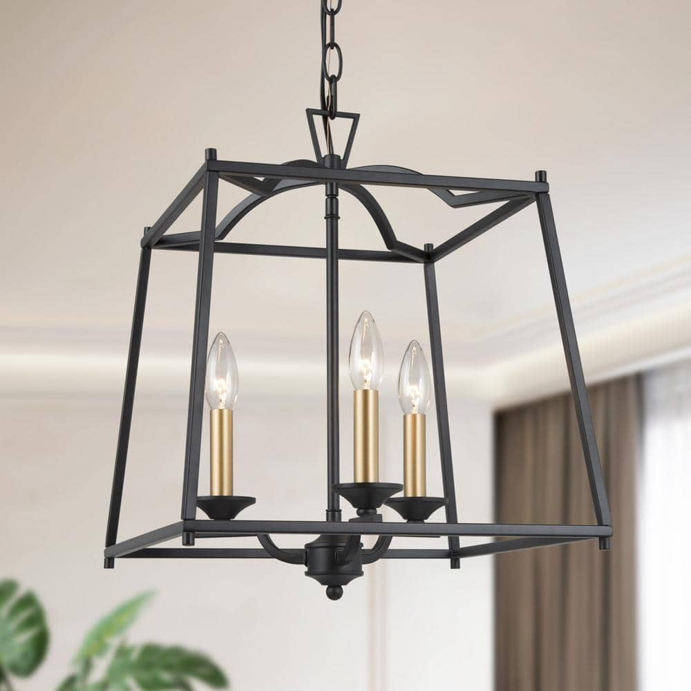 Uolfin Transitional Kitchen Island Pendant Light Light Black And Brass Cage Pendant Light