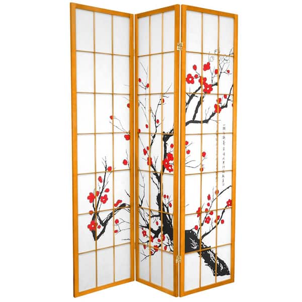 RED LANTERN 6 ft. Honey 3-Panel Room Divider BLOSSOM-HON-3P - The