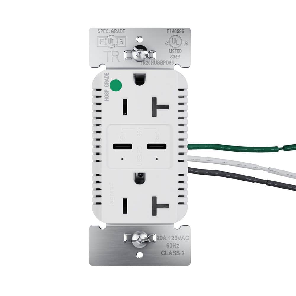 20A Tamper Resistant 65W Hospital Grade Power Delivery USB Type C Duplex Outlet White price history on PriceWatchPro
