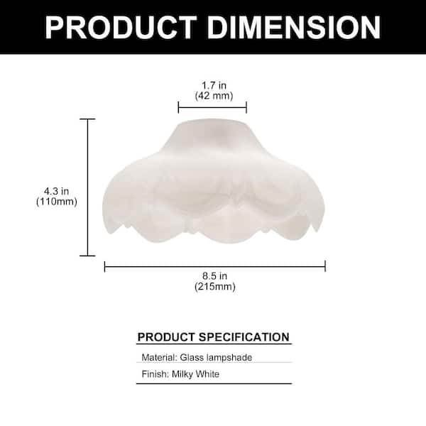 YANSUN 5 in. Milk White Flower Glass Shades For Table Lamp and