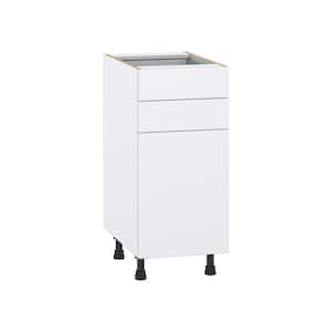 Fairhope Bright White Slab Assembled Base Kitchen Cabinet with Two 5 in. Drawers (15 in. W x 34.5 in. H x 24 in. D)