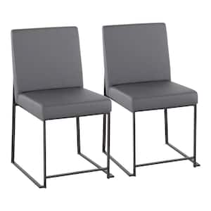 Fuji Grey Faux Leather and Black Steel High Back Dining Side Chair (Set of 2)
