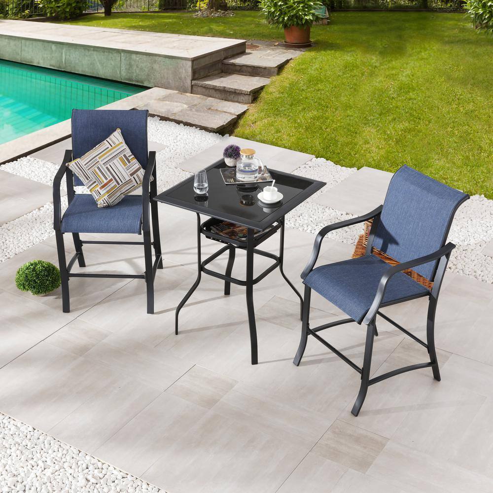 Patio Festival 3 Piece Metal Bar Height Outdoor Dining Set Pf18265 19033 B The Home Depot 4037