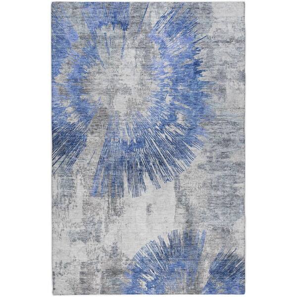 Dream Shag Premium Machine Washable Abstract ADS773 Blue 10 ft. x 14 ft. Area Rug