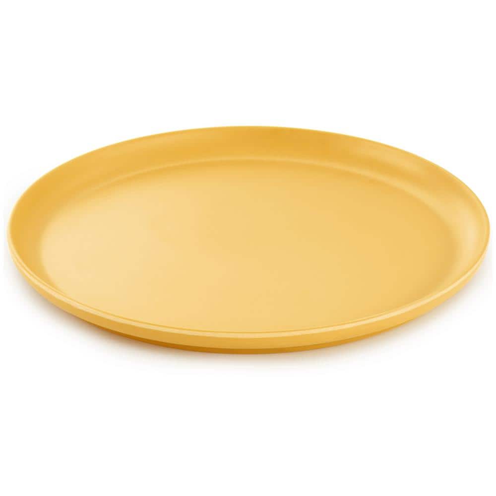 Yellow Gold Round Melamine Dinnerware Set, Service for 4