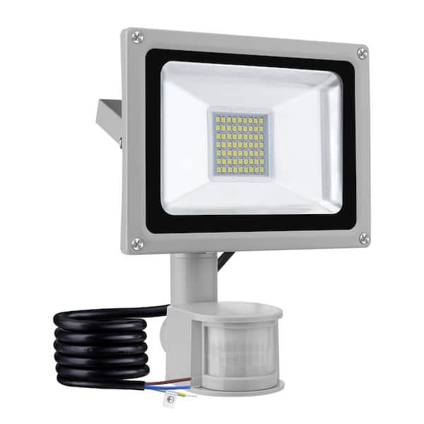TYCOLIT 50-Watt 120-Degree Gray 4th Generation Motion Activated Integrated LED Outdoor Flood Light with Induction