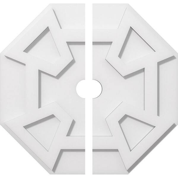 Ekena Millwork 1 in. P X 6-1/4 in. C X 18 in. OD X 2 in. ID Logan Architectural Grade PVC Contemporary Ceiling Medallion, Two Piece