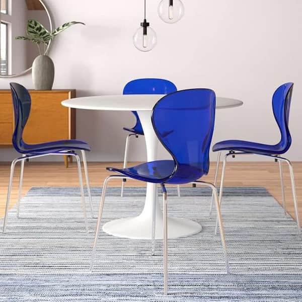 HOME IMPORTS EMPORIUM Blue Color Transparent Side Chair