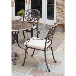 Capri Taupe Tan 48 in. 7-Piece Cast Aluminum Round Outdoor Dining Set with Natural Tan Cushions and Umbrella