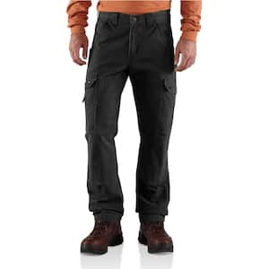 Men's 36 in. x 36 in. Black Cotton Ripstop Relaxed Fit Work Pant