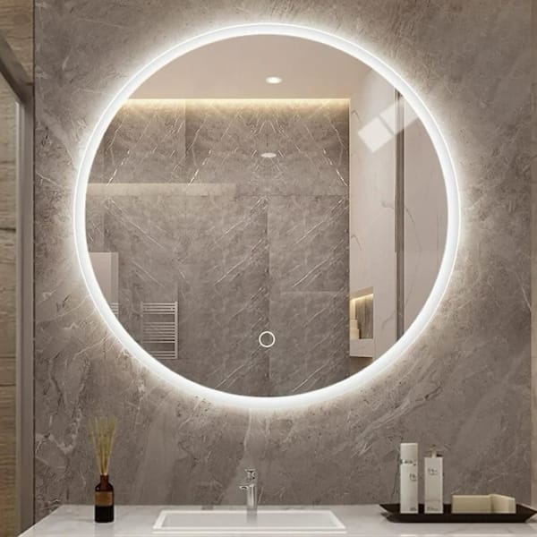 19.68 in. W x 19.68 in. H Round Framless Mirror Wall Mirror Vanity Mirror
