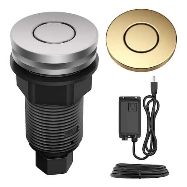 Kraus Garbage Disposal Air Switch Kit With 2 Flat Top Push Buttons In Spot Free Stainless Steel 4027