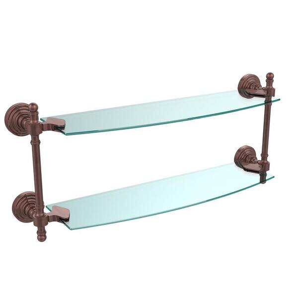 Allied Brass 22 in. L x 12 in. H x 5 in. W 2-Tier Clear Glass Bathroom Shelf  with Towel Bar in Antique Pewter P1000-2TB/22-GAL-PEW - The Home Depot