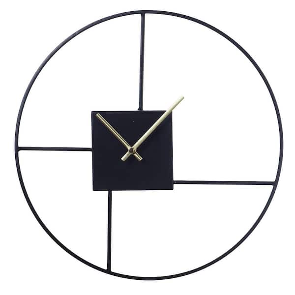15.5 Black & White Gear Clock With Gold Accent