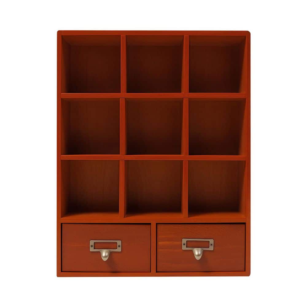 Brown Wooden Shelf with 2 Drawers Desktop Storage 9-Cube Organizer price history on PriceWatchPro