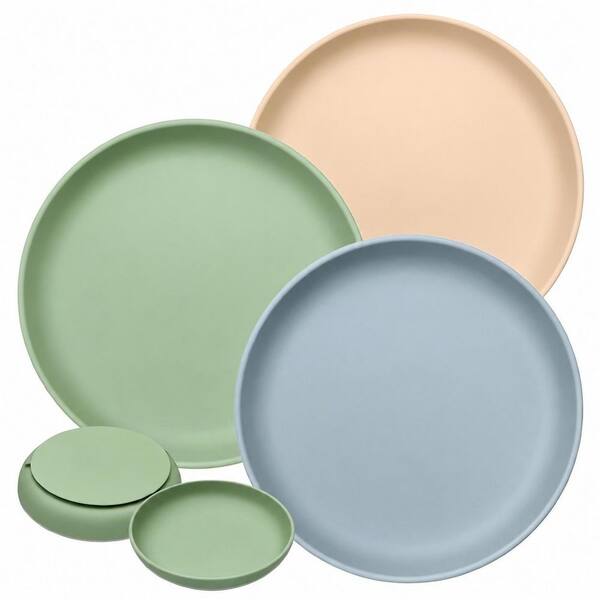 3-Pack Silicone Toddler Plates with Strong Suction Base, 7.1-Inch Non-Toxic Baby Dinner Plates for Kids