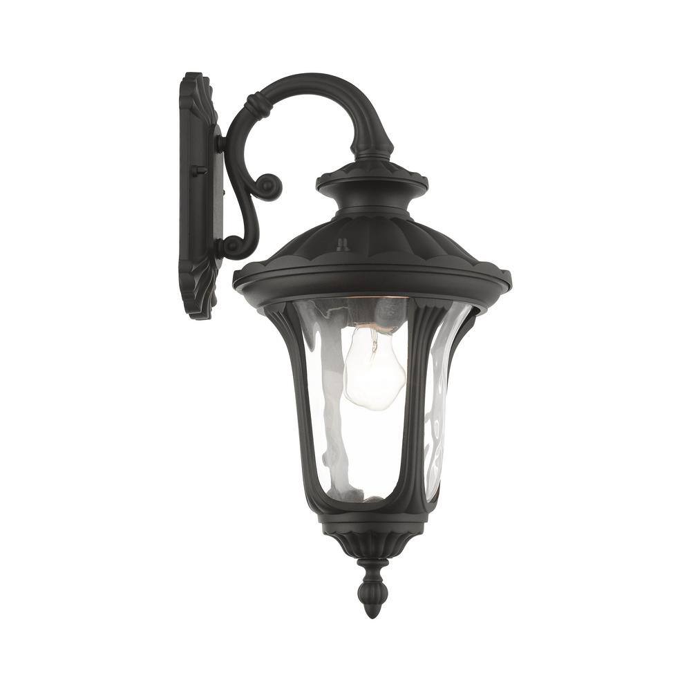 Black Textured Lantern Sconce with Clear Water Glass