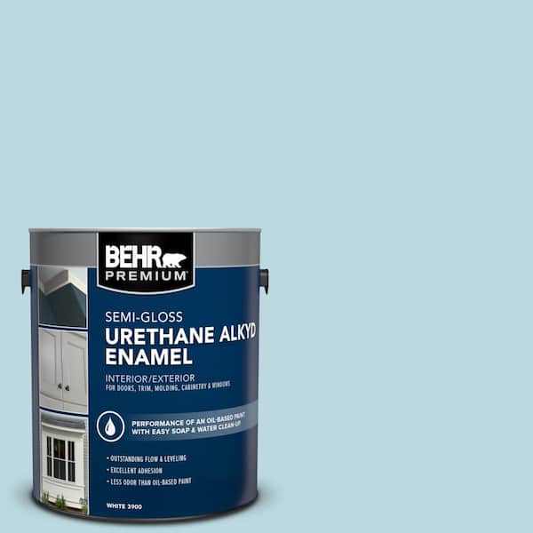 BEHR PREMIUM 1 gal. #S460-1 Air Blue Urethane Alkyd Semi-Gloss Enamel Interior/Exterior Paint