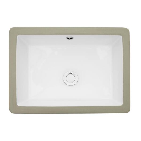 thumbnail image 2 of Lordear 18x14" White Porcelain Undermount Bathroom Sink - Rectangle Ceramic Basin With Overflow 2 of 3