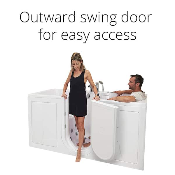 80 in. Big4Two Walk-In Whirlpool, Air, Foot Massage Tub in White, Outward Swing Door, Faucet, Heated Seat, Dual Drain 80 in. Big4Two Walk-In Whirlpool, Air, Foot Massage Tub in White, Outward Swing Door, Faucet, Heated Seat, Dual Drain