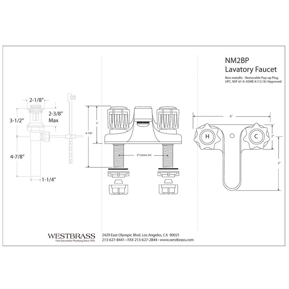 Satin Nickel 4" Dual-Handle Acrylic Centerset Bathroom Faucet