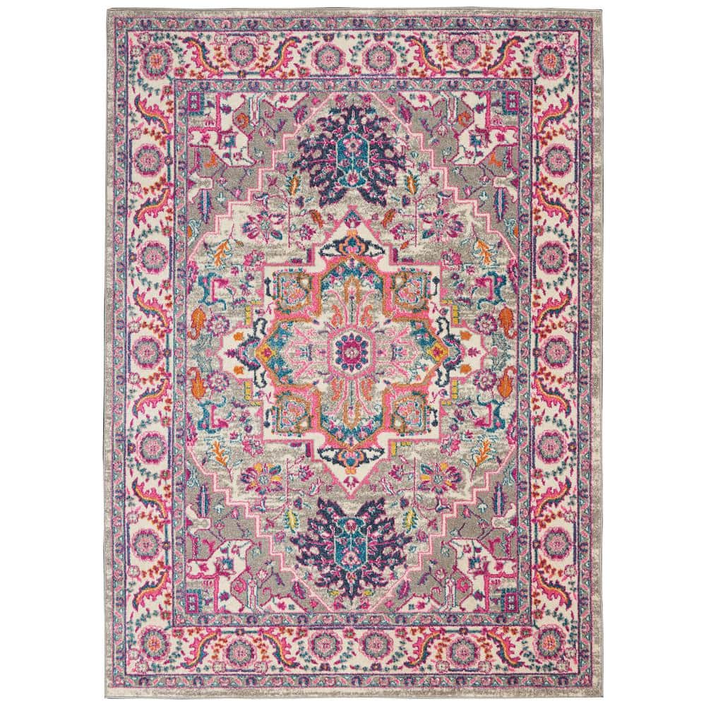 Passion Light Grey Pink 5 ft. x 7 ft. Persian Medallion Transitional Area Rug price history on PriceWatchPro