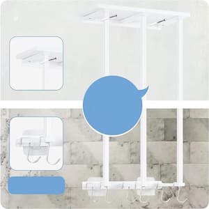Towel Racks for Bathroom Wall Mounted, 3 Bar Rolled Towel Holders with Wood Top and Wall Hainging Hooks- White