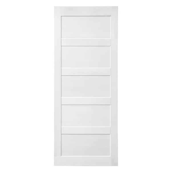 WRIGHTMASTER 24 in. x 80 in. 5-Panel MDF Primed White Equal Interior ...