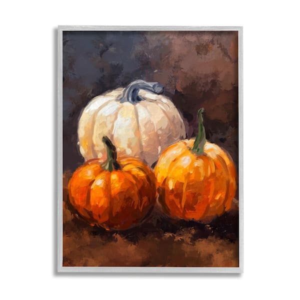 Stupell Industries Pumpkin Painting Still Life by Ziwei Li 1 Piece Framed Graphic Print Food Poster Art Print 30 in. x 24 in.