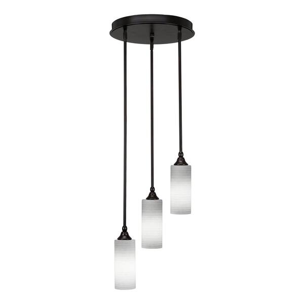 Unbranded Villa 60-Watt in. 3 Light Espresso Stem Pendant Light with 4 in. White Matrix Glass Shade, No bulbs included