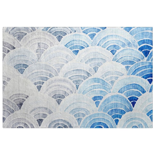 Dream Shag Premium Machine Washable Abstract ADS184 Blue 2 ft. x 3 ft. Accent Rug