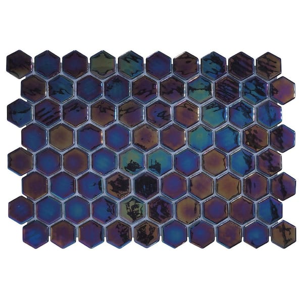 6 in. x 6 in. Glass Tile Love Midnight Dark Multi and Black Mix Glossy Glass Wall and Floor Tile 0.25 sq. ft. Sample
