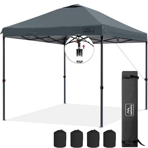 Unbranded - 10 ft. x 10 ft. Dark Gray Pop Up Canopy Tent with Central Push Handle, Adjustable Legs, Air Vent, Weight Bags, Stakes