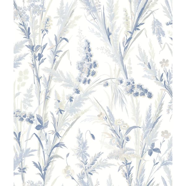 Chesapeake Hillaire Navy Meadow Matte Pre-pasted Paper Wallpaper