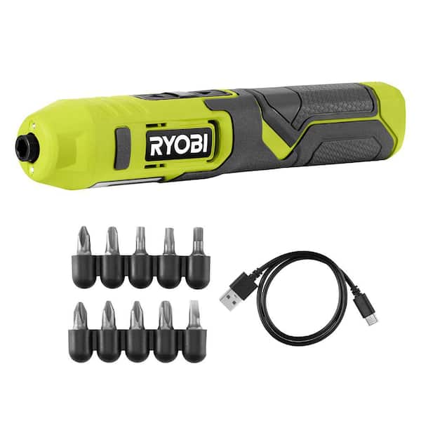 RYOBI 工具 RYOBI 4V Cordless 1/4 in. Screwdriver Kit with Bit Accessories (10