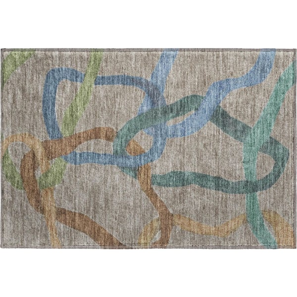 Mayfield Premium Machine Washable Abstract AMF2394 Taupe 2 ft. x 3 ft. Accent Rug