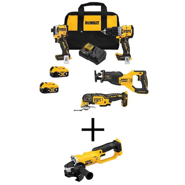 DEWALT 20V MAX Lithium Ion Cordless Brushless 4 Tool Combo Kit and