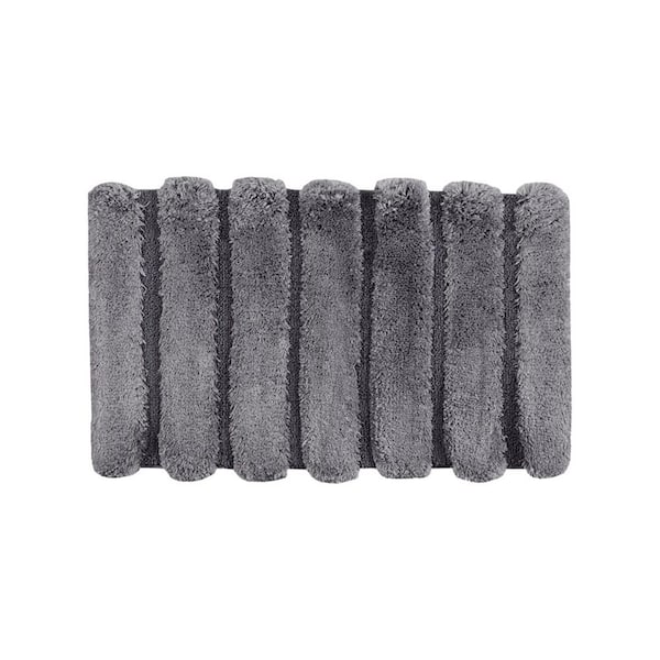 Jeedeson 21 in. W x 34 in. L Grey Bath Rug with High-Low Stripe Design