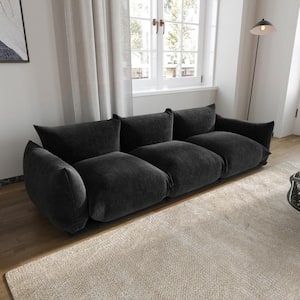 103.9 in. Straight Arm 3-Piece Chenille Rectangle Modular Free Combination Sectional Sofa in Black