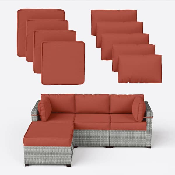 Kimunuk 9-Piece 25.6 in. Outdoor Cushion Covers Terra Red