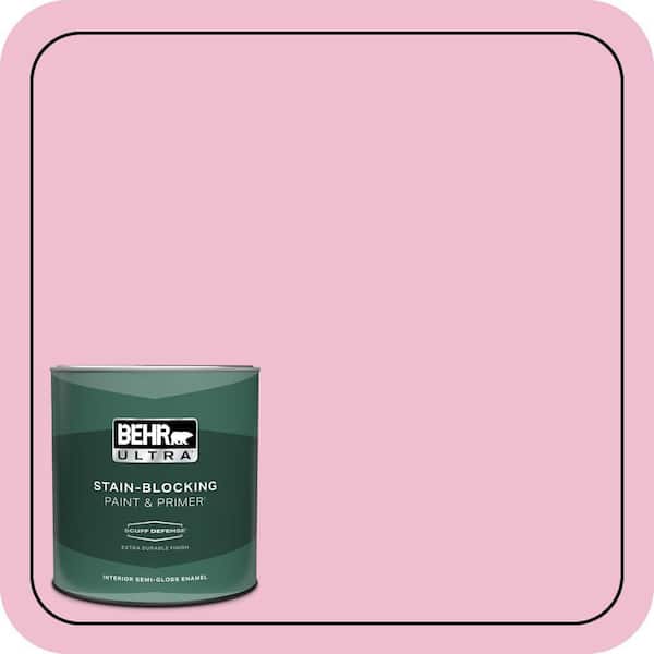 BEHR ULTRA 1 qt. #100B-4 Pink Chintz Extra Durable Semi-Gloss Enamel Interior Paint & Primer