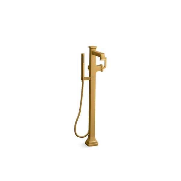 KOHLER Riff Single-Handle Claw Foot Tub Faucet with Handshower in Vibrant Brushed Moderne Brass