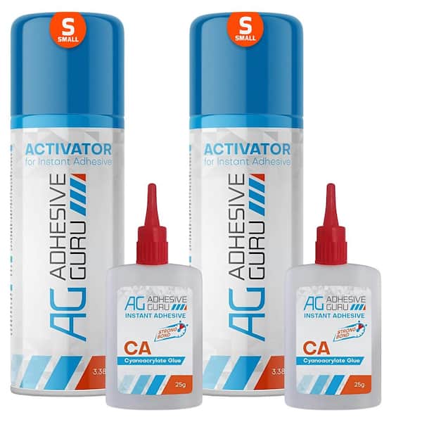 AG210 CA Glue (2x0.9 oz.) & Activator Set (2x3.38 fl oz), Clear Fast-Dry Super Glue Kit, Woodworking, Craft, DIY Repair