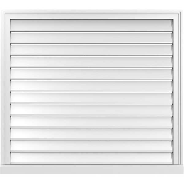 Ekena Millwork 40 in. x 36 in. Vertical Surface Mount PVC Gable Vent: Functional with Brickmould Sill Frame