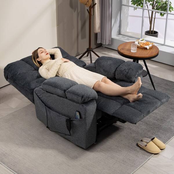 Blue-1 3-Motor Zero Gravity Power Lift Recliner with Armrest Storage, Massage and Heating