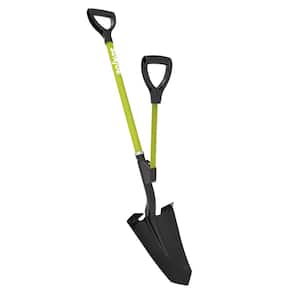 Shovelution 40 in. Strain-Reducing Steel Spear Head Digging Garden Shovel with Auxiliary Comfort Grip Handle