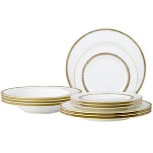 Haku 12-Piece (White) Bone China Dinnerware Set, Service for 4