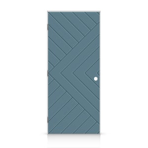 24 in. x 80 in. Chevron Arrow Right-Handed Hollow-Core Dignity Blue Painted Composite Single Prehung Interior Door