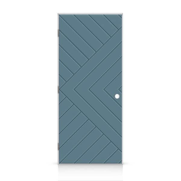 CALHOME 38 in. x 80 in. Chevron Arrow Right-Handed Hollow-Core Dignity Blue Painted Composite Single Prehung Interior Door