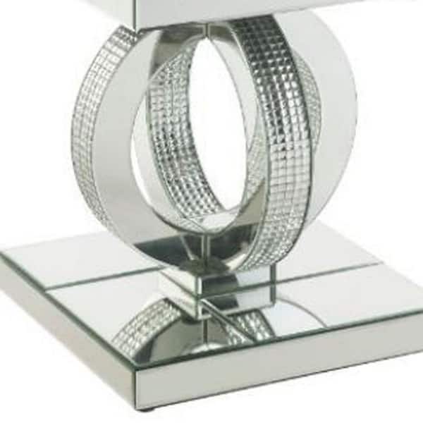 HomeRoots Valerie 16 in. Mirrored/Faux Square Diamonds Square Glass End Table
